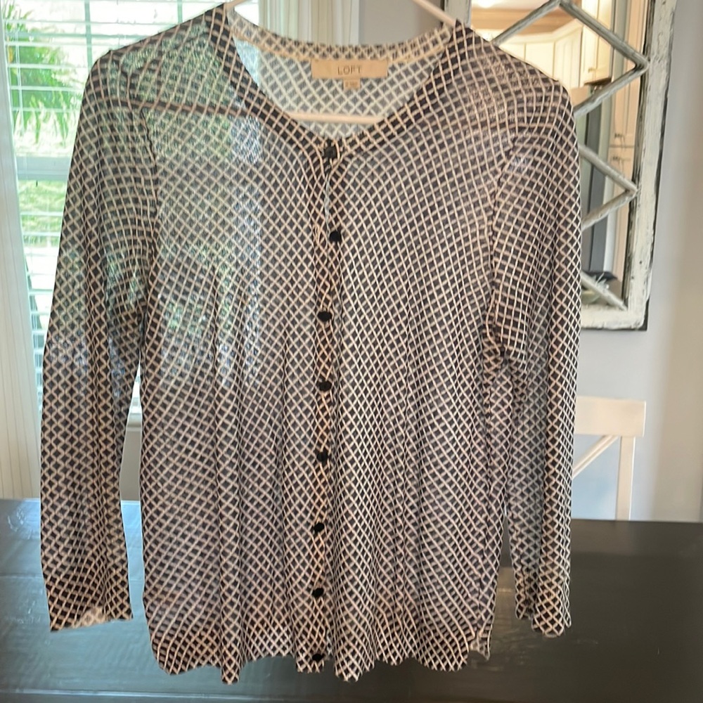 Loft Navy and Cream (almost Black) Lightweight Sweater